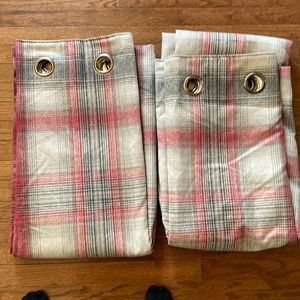 Grey and Red Plaid Grommet Curtains 53x90 - 2 panels